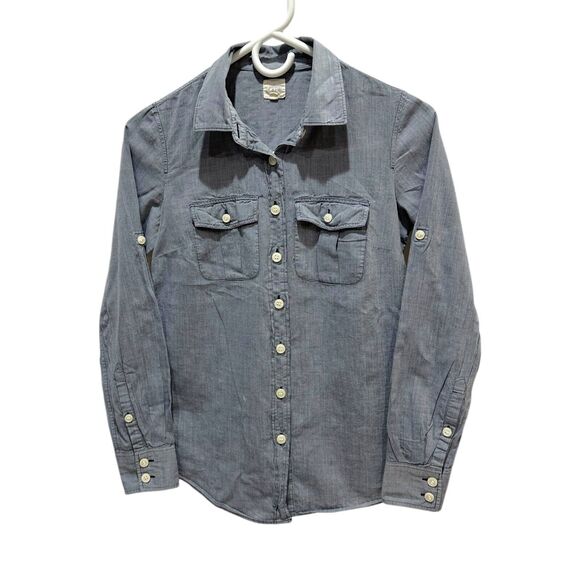 J. CREW Size XXS The Perfect Shirt Button Down Gray Roll Tab Long Sleeve Shirt - Picture 1 of 9